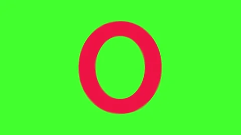 Watercolor Ink Bleed Effect Red Text On Green Screen Alphabet O Stock Footage 172518319
