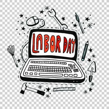 Watercolor labor day polytechnic tools Stock Illustration