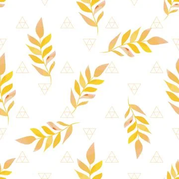 Watercolor leaf branch seamless pattern fall wrap Illustrazione stock