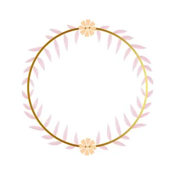 Watercolor leaf frame with circle border vector ornaments Illustrazione stock