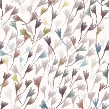 Watercolor Leaf Stem Vector Seamless Pattern. Leaves Blowing in the Wind Hand Illustrazione stock