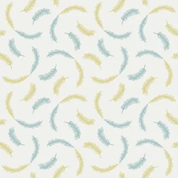Watercolor Leaf Stem Vector Seamless Pattern. Leaves Blowing in the Wind Hand 库存插图
