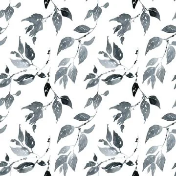 Watercolor leaves pattern Stockillustratie