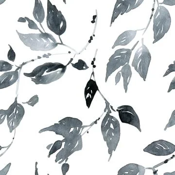 Watercolor leaves pattern Stockillustratie