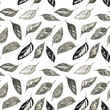 Watercolor leaves pattern Stockillustratie