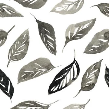 Watercolor leaves pattern Stockillustratie