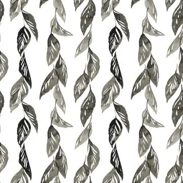 Watercolor leaves pattern Stockillustratie