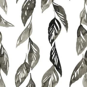 Watercolor leaves pattern Stockillustratie