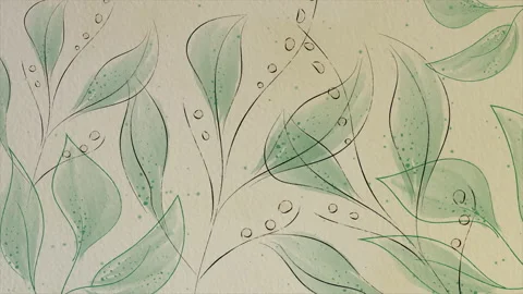 Watercolor leaves on a seamless loop Stock Footage 230550024