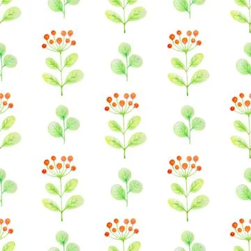 Watercolor leaves seamless pattern Stock Illustration