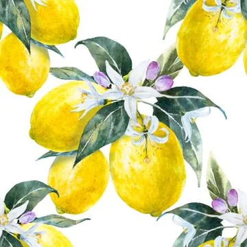 Watercolor lemon pattern Stock Illustration