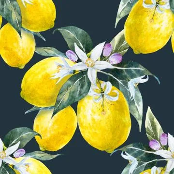 Watercolor lemon pattern Stock Illustration