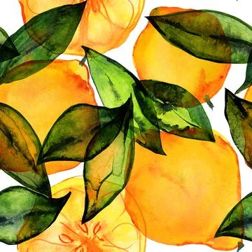 Watercolor lemons seamless pattern Stock Illustration