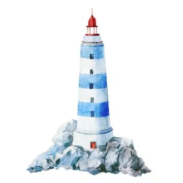 Watercolor lighthouse Stock Illustration