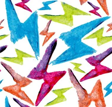 Watercolor lightning bolt seamless pattern Stock Illustration