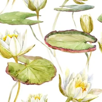 Watercolor lotus pattern Stock Illustration