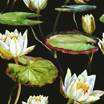 Watercolor lotus pattern Stock Illustration