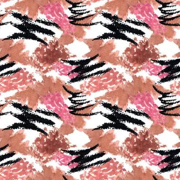 Watercolor make up seamless pattern. Hand drawn seamless cosmetics pattern wi Stock Illustration