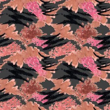 Watercolor make up seamless pattern. Hand drawn seamless cosmetics pattern wi Illustrazione stock