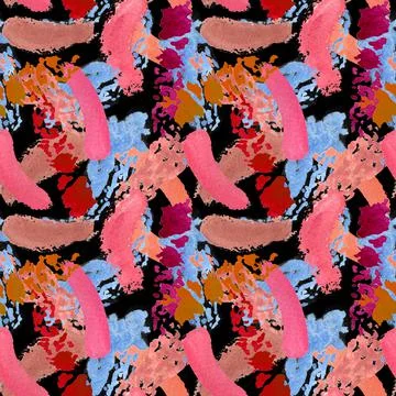 Watercolor make up seamless pattern. Hand drawn seamless cosmetics pattern wi Stock Illustration