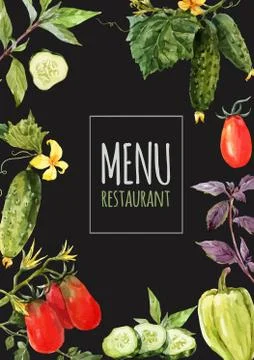 Watercolor menu template Stock Illustration