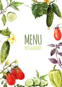 Watercolor menu template Stock Photos