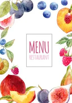 Watercolor menu template Stock Photos