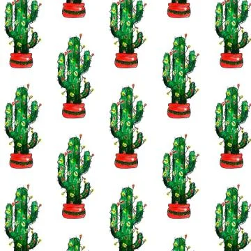 Watercolor Merry Christmas objects pattern. Mexican new year. Stock Illustration