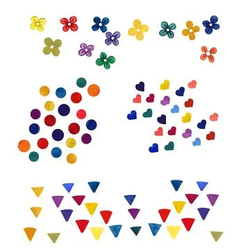 Watercolor modern abstract elements set. Hand drawn decorative elements: star Stock Illustration