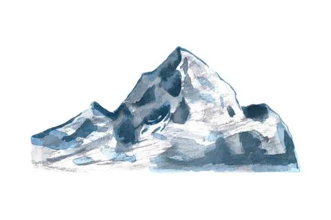 Watercolor mountains. Hand drawn illustration isolated on white background Stock Illustration