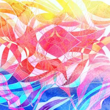 Watercolor multicolored abstract elements Stock Illustration