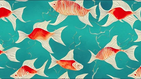 Watercolor nautical seamless border. Hand painted underwater repeating ornate Stock Footage 220125033