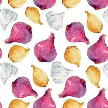 Watercolor onion pattern Stock Illustration