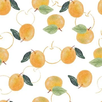 Watercolor orange fruit seamless pattern Stock Illustration