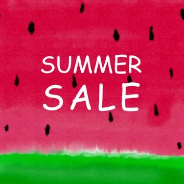 Watercolor paint art vector texture illustration red water melon background Stock Illustration