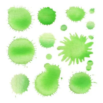 Watercolor paint splash set Stock Illustration