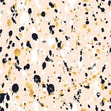 Watercolor paint splashes vector seamless pattern. Art ink texture background Stock Illustration