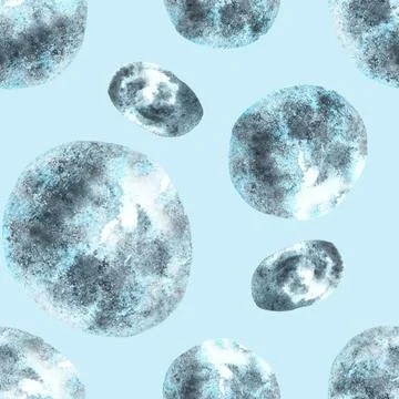 Watercolor painted abstract pattern with round spots illustration Monochrome Stock Illustration