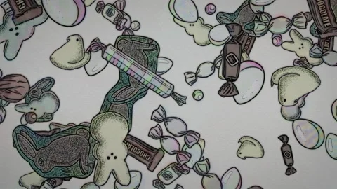 Watercolor Painted Easter Candy Raining Down Stock Footage 288023650