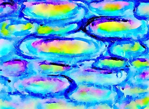 Watercolor painting of abstract ripples on water. Stock Illustration