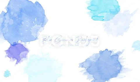 Watercolor painting blue summer PSD Template