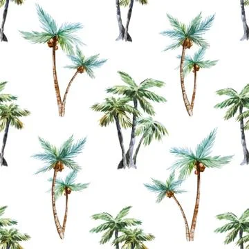Watercolor palm trees pattern Stock Illustration
