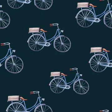Watercolor pattern with bicycles Stock Illustration