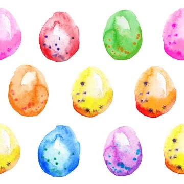 Watercolor pattern with easter eggs. Easter eggs for Easter holidays design. Stock Illustration