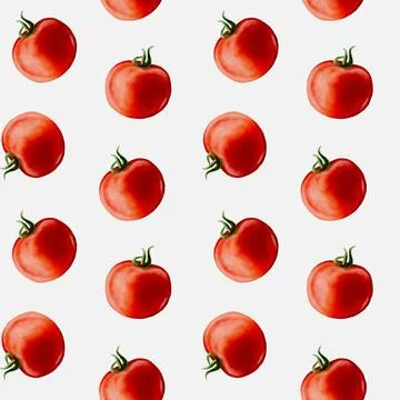 Watercolor pattern featuring vibrant tomatoes for textile and wrapping design Stock Illustration