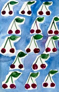 Watercolor pattern with fruit Stock Illustration