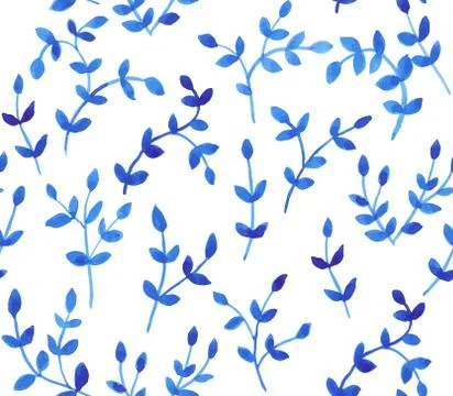 Watercolor pattern with leaves Stock Illustration