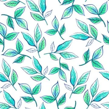 Watercolor pattern leaves Stock Illustration