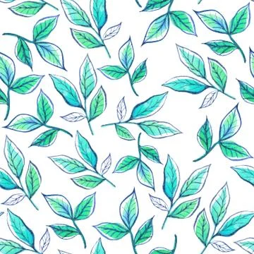 Watercolor pattern leaves Stock Illustration