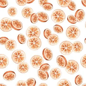 Watercolor pattern. Seamless pattern with orange slices. Texture for print, t 스톡 일러스트